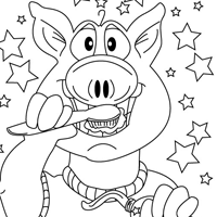 coloring book a pig brushing teeth